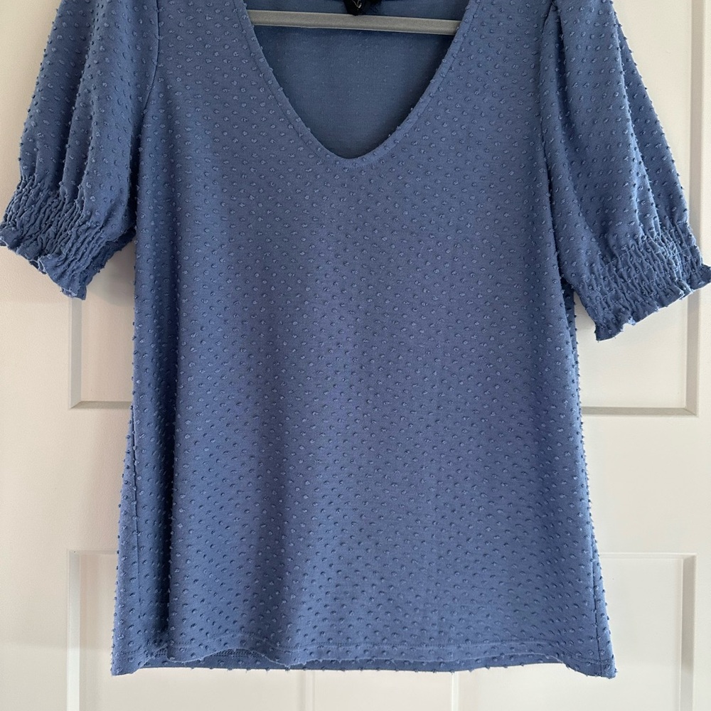 W5 Blue Smocked Blouse Relaxed Fit